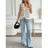 imageLILLUSORY Womens Fall Fashion Sweaters Vest Tops Knit Sleeveless Button Down V Neck Casual Clothes Trendy Outfits 2025Stripedwhite