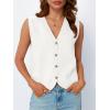 imageLILLUSORY Womens Fall Fashion Sweaters Vest Tops Knit Sleeveless Button Down V Neck Casual Clothes Trendy Outfits 2025White
