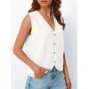 imageLILLUSORY Womens Fall Fashion Sweaters Vest Tops Knit Sleeveless Button Down V Neck Casual Clothes Trendy Outfits 2025White
