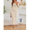 imageLILLUSORY Womens Off The Shoulder Sweater Dress Bodycon Maxi Long Sleeve Party DressesApricot