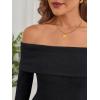 imageLILLUSORY Womens Off The Shoulder Sweater Dress Bodycon Maxi Long Sleeve Party DressesBlack