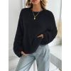 imageLILLUSORY Womens Oversized Fuzzy Chunky Sweaters Cute Fall Cozy Fashion Tops Long Sleeve Crew Neck Trendy Clothes PulloverBlack