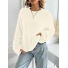 imageLILLUSORY Womens Oversized Fuzzy Chunky Sweaters Cute Fall Cozy Fashion Tops Long Sleeve Crew Neck Trendy Clothes PulloverIvory
