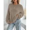 imageLILLUSORY Womens Oversized Fuzzy Chunky Sweaters Cute Fall Cozy Fashion Tops Long Sleeve Crew Neck Trendy Clothes PulloverKhaki