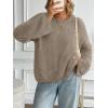 imageLILLUSORY Womens Oversized Fuzzy Chunky Sweaters Cute Fall Cozy Fashion Tops Long Sleeve Crew Neck Trendy Clothes PulloverKhaki