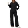 imageLILLUSORY 2 Piece Lounge Sets for Women Matching Casual Pajamas Fall Fashion 2025 Outfits Long Sleeve Ribbed Knit SweatsuitsBlack