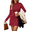 imageLILLUSORY Long Sleeve Semi Formal Date Night Fall Dresses Mini Elegant 2025 Wedding Guest Mock Neck Party Club OutfitRed