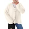 imageLILLUSORY Women Chunky Cardigan Sweater Fall Oversized Cozy Bow Tie Front Outfit V Neck Trendy Fashion Fuzzy ClothesCream