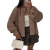 imageLILLUSORY Women Chunky Cropped Oversized Cardigan Sweater Fall Cozy Outfit Fashion Clothes Winter Trendy 2025 Button CoatNutmeg