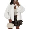 imageLILLUSORY Women Chunky Cropped Oversized Cardigan Sweater Fall Cozy Outfit Fashion Clothes Winter Trendy 2025 Button CoatWhite