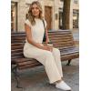image:imageLILLUSORY Jumpsuits for Women Dressy Summer Jumpsuit 2026 Mock Neck Tops High Waist Wide Leg Pant with PocketsBeige
