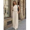 image:imageLILLUSORY Jumpsuits for Women Dressy Summer Jumpsuit 2026 Mock Neck Tops High Waist Wide Leg Pant with PocketsBeige