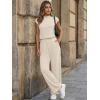 image:imageLILLUSORY Jumpsuits for Women Dressy Summer Jumpsuit 2026 Mock Neck Tops High Waist Wide Leg Pant with PocketsBeige