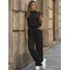 image:imageLILLUSORY Jumpsuits for Women Dressy Summer Jumpsuit 2026 Mock Neck Tops High Waist Wide Leg Pant with PocketsBlack