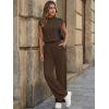 image:imageLILLUSORY Jumpsuits for Women Dressy Summer Jumpsuit 2026 Mock Neck Tops High Waist Wide Leg Pant with PocketsBrown
