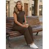 image:imageLILLUSORY Jumpsuits for Women Dressy Summer Jumpsuit 2026 Mock Neck Tops High Waist Wide Leg Pant with PocketsBrown