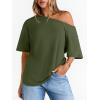 image:imageLILLUSORY Off The Shoulder Tops Oversized Tshirts Short Sleeve Basic Tee 2026 Casual Summer Fashion ClothesArmy Green