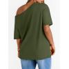 image:imageLILLUSORY Off The Shoulder Tops Oversized Tshirts Short Sleeve Basic Tee 2026 Casual Summer Fashion ClothesArmy Green