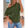 image:imageLILLUSORY Off The Shoulder Tops Oversized Tshirts Short Sleeve Basic Tee 2026 Casual Summer Fashion ClothesArmy Green
