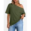 image:imageLILLUSORY Off The Shoulder Tops Oversized Tshirts Short Sleeve Basic Tee 2026 Casual Summer Fashion ClothesArmy Green