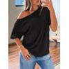 image:imageLILLUSORY Off The Shoulder Tops Oversized Tshirts Short Sleeve Basic Tee 2026 Casual Summer Fashion ClothesBlack