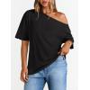 image:imageLILLUSORY Off The Shoulder Tops Oversized Tshirts Short Sleeve Basic Tee 2026 Casual Summer Fashion ClothesBlack