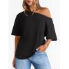 image:imageLILLUSORY Off The Shoulder Tops Oversized Tshirts Short Sleeve Basic Tee 2026 Casual Summer Fashion ClothesBlack