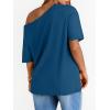 image:imageLILLUSORY Off The Shoulder Tops Oversized Tshirts Short Sleeve Basic Tee 2026 Casual Summer Fashion ClothesBlue