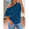 image:imageLILLUSORY Off The Shoulder Tops Oversized Tshirts Short Sleeve Basic Tee 2026 Casual Summer Fashion ClothesBlue
