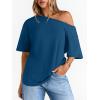 image:imageLILLUSORY Off The Shoulder Tops Oversized Tshirts Short Sleeve Basic Tee 2026 Casual Summer Fashion ClothesBlue