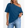 image:imageLILLUSORY Off The Shoulder Tops Oversized Tshirts Short Sleeve Basic Tee 2026 Casual Summer Fashion ClothesBlue