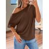image:imageLILLUSORY Off The Shoulder Tops Oversized Tshirts Short Sleeve Basic Tee 2026 Casual Summer Fashion ClothesBrown