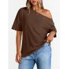 image:imageLILLUSORY Off The Shoulder Tops Oversized Tshirts Short Sleeve Basic Tee 2026 Casual Summer Fashion ClothesBrown