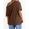image:imageLILLUSORY Off The Shoulder Tops Oversized Tshirts Short Sleeve Basic Tee 2026 Casual Summer Fashion ClothesBrown