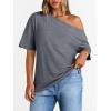 image:imageLILLUSORY Off The Shoulder Tops Oversized Tshirts Short Sleeve Basic Tee 2026 Casual Summer Fashion ClothesDark Grey