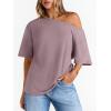 image:imageLILLUSORY Off The Shoulder Tops Oversized Tshirts Short Sleeve Basic Tee 2026 Casual Summer Fashion ClothesDark Pink
