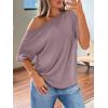image:imageLILLUSORY Off The Shoulder Tops Oversized Tshirts Short Sleeve Basic Tee 2026 Casual Summer Fashion ClothesDark Pink