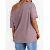 image:imageLILLUSORY Off The Shoulder Tops Oversized Tshirts Short Sleeve Basic Tee 2026 Casual Summer Fashion ClothesDark Pink