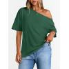 image:imageLILLUSORY Off The Shoulder Tops Oversized Tshirts Short Sleeve Basic Tee 2026 Casual Summer Fashion ClothesDarkgreen
