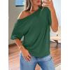image:imageLILLUSORY Off The Shoulder Tops Oversized Tshirts Short Sleeve Basic Tee 2026 Casual Summer Fashion ClothesDarkgreen