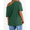 image:imageLILLUSORY Off The Shoulder Tops Oversized Tshirts Short Sleeve Basic Tee 2026 Casual Summer Fashion ClothesDarkgreen