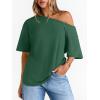 image:imageLILLUSORY Off The Shoulder Tops Oversized Tshirts Short Sleeve Basic Tee 2026 Casual Summer Fashion ClothesDarkgreen