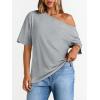 image:imageLILLUSORY Off The Shoulder Tops Oversized Tshirts Short Sleeve Basic Tee 2026 Casual Summer Fashion ClothesGrey