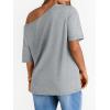 image:imageLILLUSORY Off The Shoulder Tops Oversized Tshirts Short Sleeve Basic Tee 2026 Casual Summer Fashion ClothesGrey