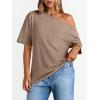 image:imageLILLUSORY Off The Shoulder Tops Oversized Tshirts Short Sleeve Basic Tee 2026 Casual Summer Fashion ClothesKhaki