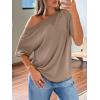 image:imageLILLUSORY Off The Shoulder Tops Oversized Tshirts Short Sleeve Basic Tee 2026 Casual Summer Fashion ClothesKhaki