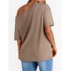 image:imageLILLUSORY Off The Shoulder Tops Oversized Tshirts Short Sleeve Basic Tee 2026 Casual Summer Fashion ClothesKhaki