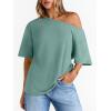 image:imageLILLUSORY Off The Shoulder Tops Oversized Tshirts Short Sleeve Basic Tee 2026 Casual Summer Fashion ClothesLight Green