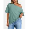 image:imageLILLUSORY Off The Shoulder Tops Oversized Tshirts Short Sleeve Basic Tee 2026 Casual Summer Fashion ClothesLight Green