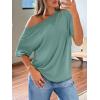 image:imageLILLUSORY Off The Shoulder Tops Oversized Tshirts Short Sleeve Basic Tee 2026 Casual Summer Fashion ClothesLight Green